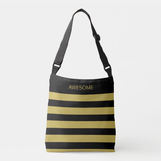 Geweldige zwarte en gouden streep crossbody tas (Voorkant)