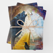 Geweldige zwarte en witte wolf inpakpapier vel (In situ)