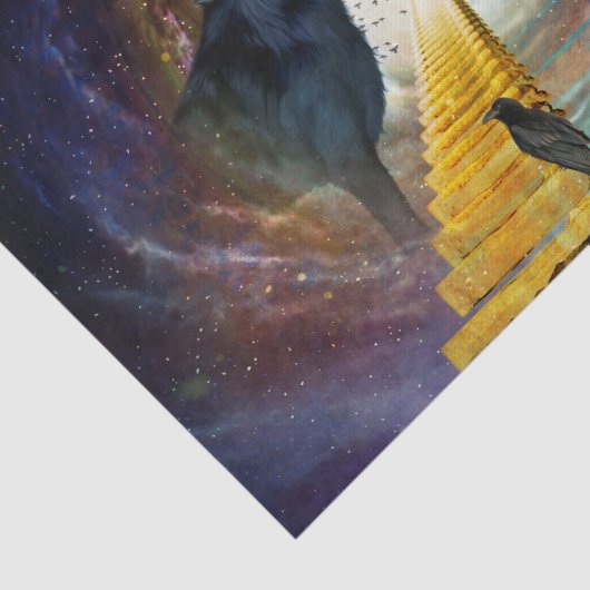 Geweldige zwarte en witte wolf tissuepapier (Detail)