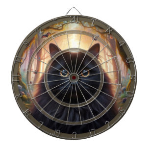 Geweldige zwarte kat houdt je in de gaten dartbord