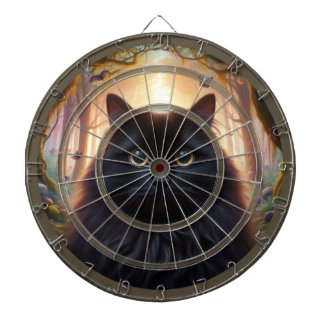 Geweldige zwarte kat houdt je in de gaten dartbord