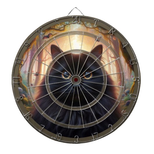 Geweldige zwarte kat houdt je in de gaten dartbord (Voorkant)