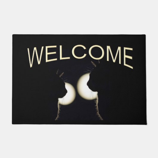 Geweldige zwarte kattenbrander gescand deurmat (Voorkant)