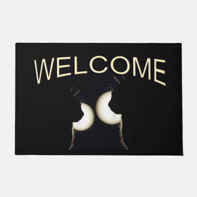 Geweldige zwarte kattenbrander gescand deurmat (Voorkant)