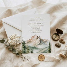 Gewelfde Boho Waterverf Berg Bruiloft