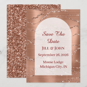 Gewelfde Save The Date Trouwkaart Roze Goud