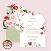 Gewelfde Wilde Bloemen Bruiloft Kaart