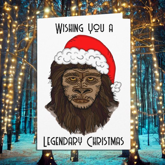 Gewenst een legendarisch Kerstmis Funny Bigfoot Kaart