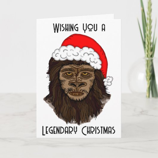 Gewenst een legendarisch Kerstmis Grappige Bigfoot Kaart (Voorkant)