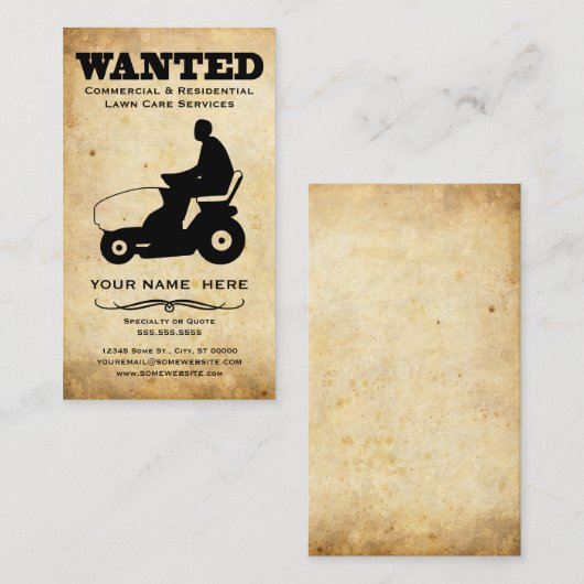 gewenst : grasdiensten visitekaartje (Voorkant / Achterkant)