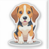 Gewenste Beagle, Schattige platte stijl, klein Sticker (Voorkant)
