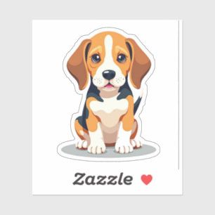 Gewenste Beagle, Schattige platte stijl, klein Sticker