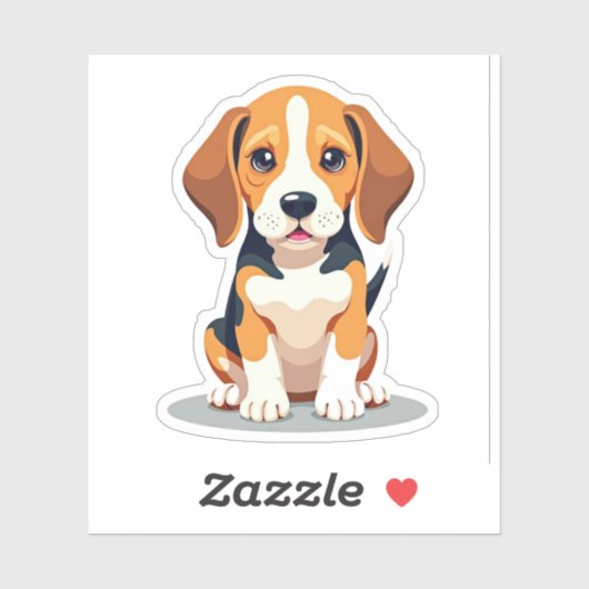 Gewenste Beagle, Schattige platte stijl, klein Sticker (Vel)
