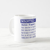 gewenste bunco-spelers koffiemok (Voorkant links)