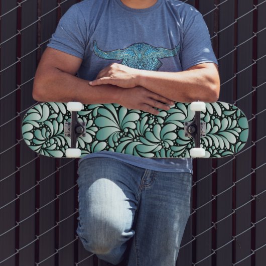 Gewenste Fleur Patroon in Minty Green Persoonlijk Skateboard (Buiten 3)