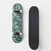 Gewenste Fleur Patroon in Minty Green Persoonlijk Skateboard (Voorkant)