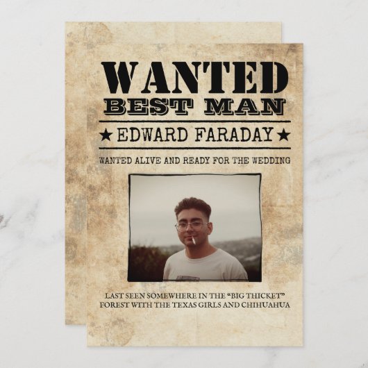 Gewenste Getuige Bruidsjonker Grappige Foto Aanzoe (Voorkant / Achterkant)