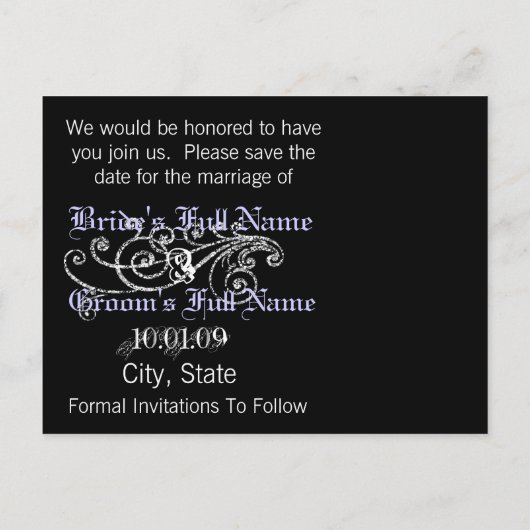 Gewervelde Calla Lily Save the Date Briefkaart (Achterkant)