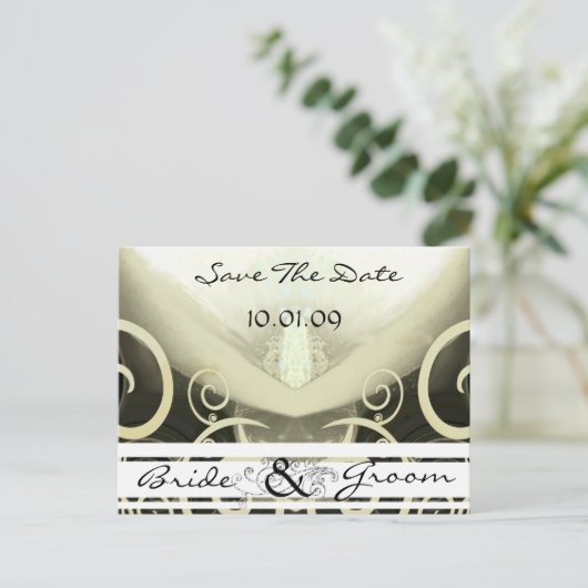 Gewervelde Calla Lily Save the Date Briefkaart (Staand voorkant)