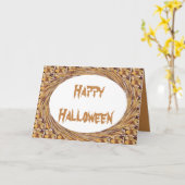 Gewervelde herfstbladeren Lijst Happy Halloween Kaart (Gele Bloem)
