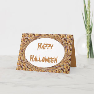 Gewervelde herfstbladeren Lijst Happy Halloween Kaart
