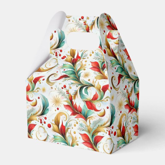 Gewervelde kerstbloemen bedankdoosjes (Voorkant Zijde)