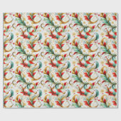 Gewervelde kerstbloemen cadeaupapier (Vlak)