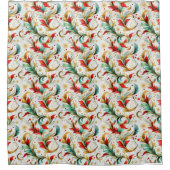 Gewervelde kerstbloemen douchegordijn (Voorkant)