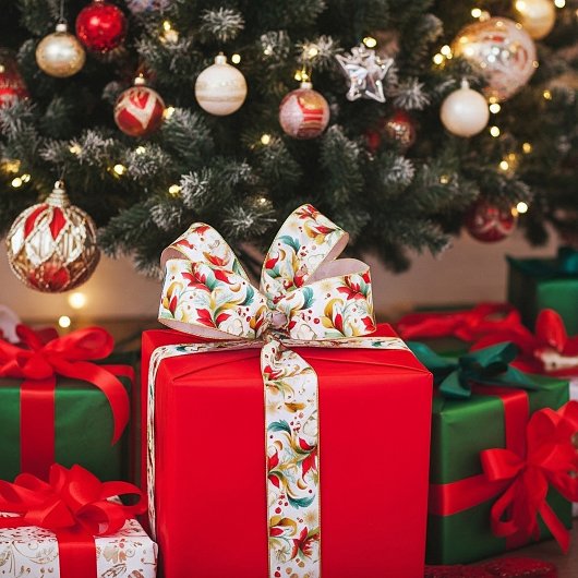 Gewervelde kerstbloemen satijnen lint