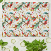 Gewervelde kerstbloemen theedoek (Gevouwen)