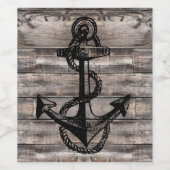 gewethered WOODEN PLANKS met verbijsterd anker Wijn Etiket (Enkel label)