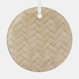 Geweven Bamboe Abstracte Textuur Achtergrond. Glas Ornament