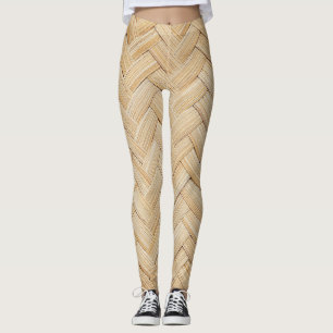 Geweven Bamboe Abstracte Textuur Achtergrond. Leggings