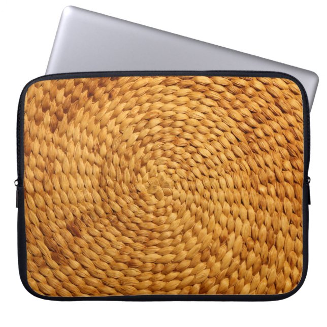 geweven bast achtergrond textuur bruin laptop sleeve (Voorkant)