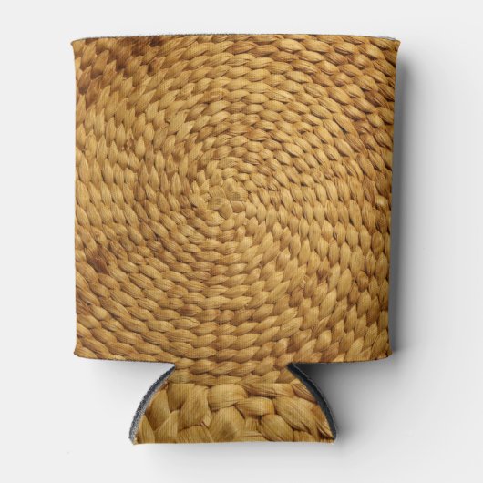 Geweven bast: getextureerde bruine authenticiteit blikjeskoeler (Voorkant)