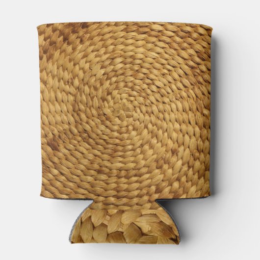 Geweven bast: getextureerde bruine authenticiteit blikjeskoeler (Achterkant)