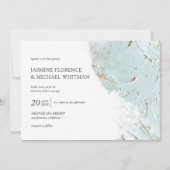 geweven blauw goud faux folie bruiloft uitnodiging (Voorkant)