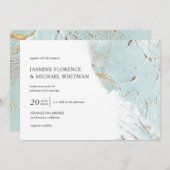 geweven blauw goud faux folie bruiloft uitnodiging (Voorkant / Achterkant)