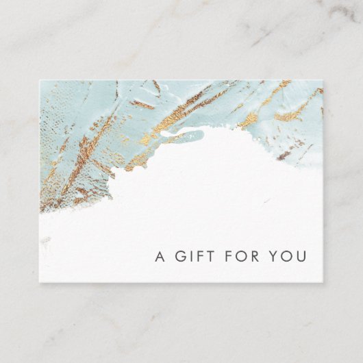 Geweven Blauw Goud Faux folie Cadeaubon Visitekaartje (Voorkant)