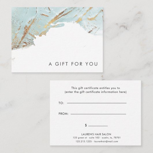 Geweven Blauw Goud Faux folie Cadeaubon Visitekaartje (Voorkant / Achterkant)