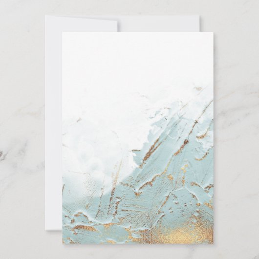 geweven blauw goud faux folie elegant Bruiloft Kaart (Achterkant)