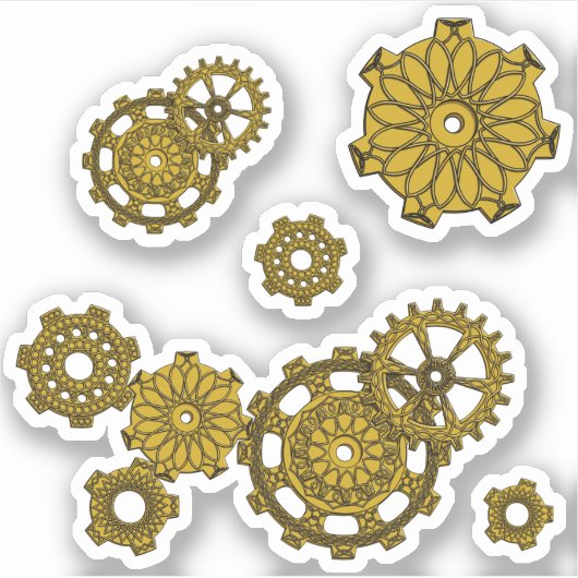 Geweven Clockwork Contour Sticker (Voorkant)