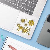Geweven Clockwork Contour Sticker (Laptop met iPhone)