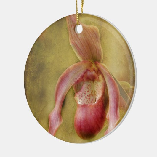Geweven Dame Slipper Orchid Keramisch Ornament (Links)