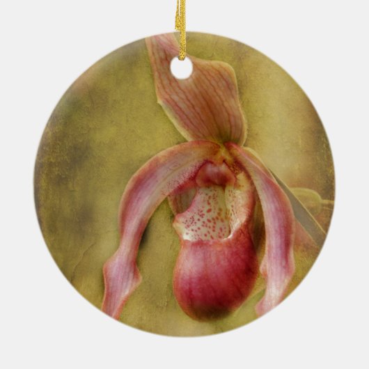Geweven Dame Slipper Orchid Keramisch Ornament (Achterkant)