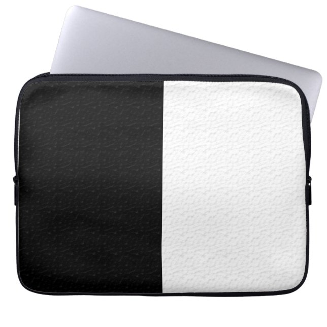 Geweven effen zwart-wit laptop sleeve (Voorkant)