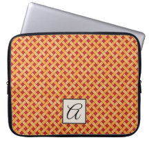 Geweven geel ritan op Custom Red met monogram