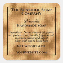  geweven gouden folie zeep cosmetica vierkante sticker