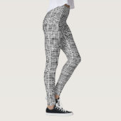 Geweven Grafische Burlap Zilver en Zwart Leggings (Rechts)