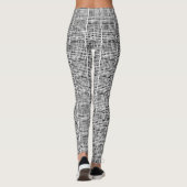 Geweven Grafische Burlap Zilver en Zwart Leggings (Achterkant)